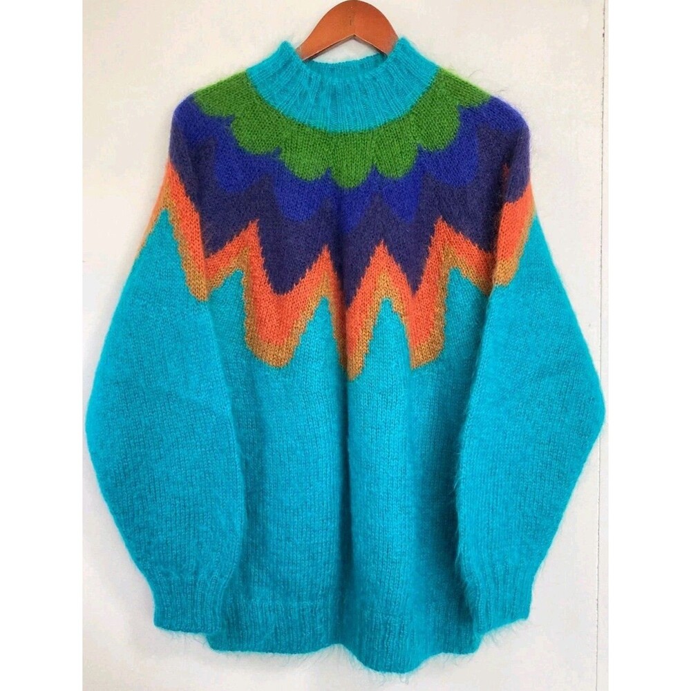 Vintage Kikit Sweater Womens M Maurice Sasson 80s Mohair Southwestern Disco